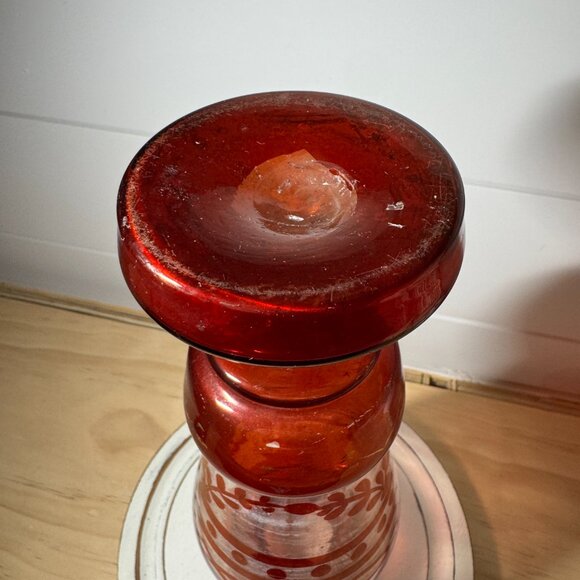 Antique Victorian Bristol Glass Red Flashed Vase Blown - Picture 6 of 6